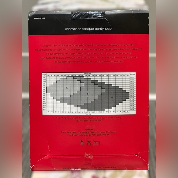 Vintage 90s Talbots Microfiber Opaque Control Top Pantyhose Black Size C Retro - Picture 3 of 4